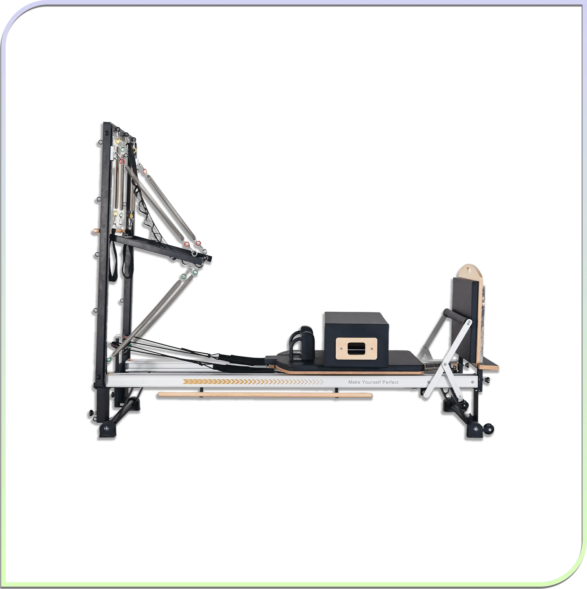 HUAVIGOR HK-Y07-02 Pilates Reformer with Tower Aluminum Alloy Foldable Silent Gliding Adjustable for Studio Home Yoga