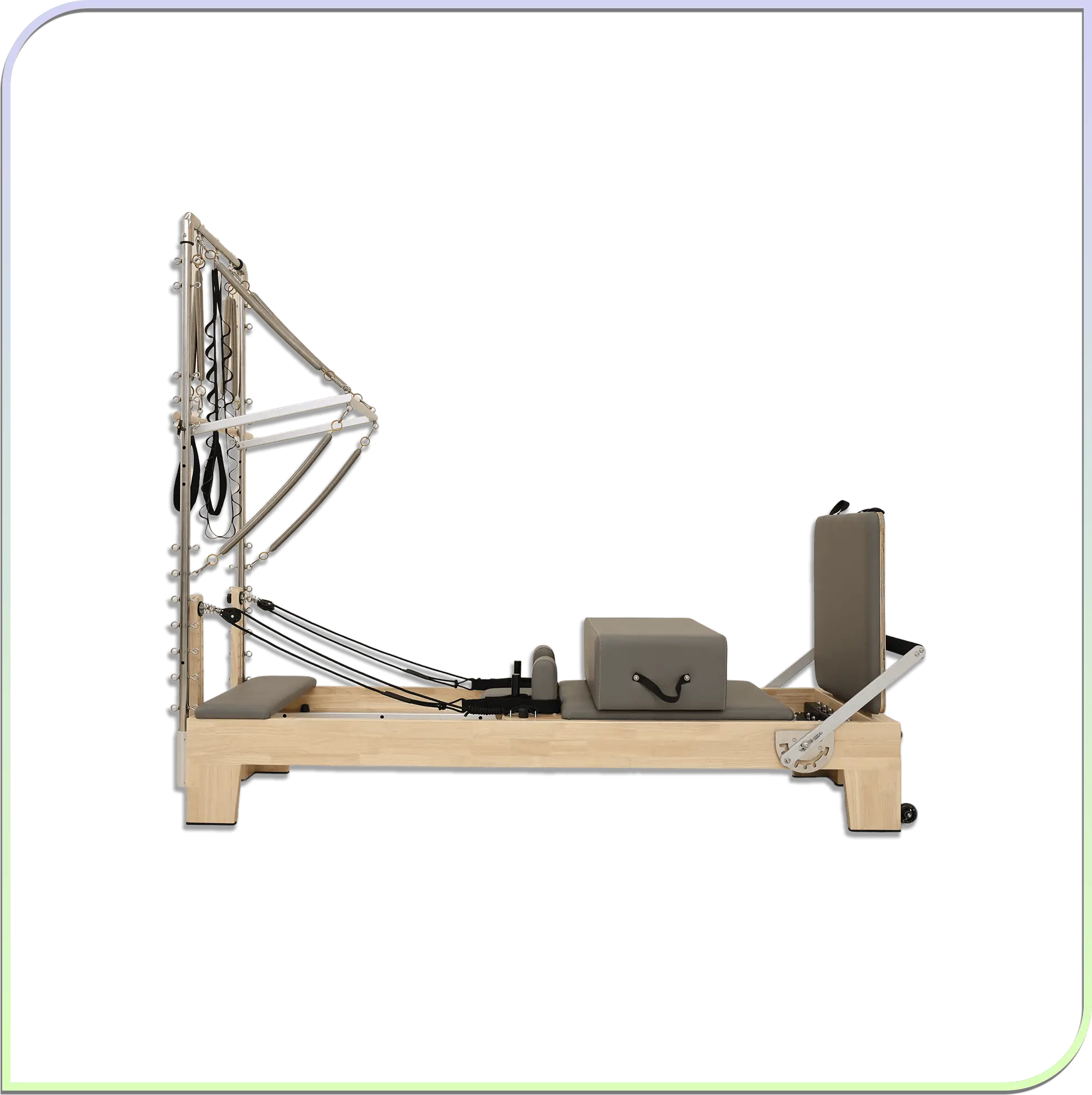 HUAVIGOR Maple Wood Pilates Reformer with Half Tower Compact Silent Gliding Adjustable for Studio Home Yoga Training