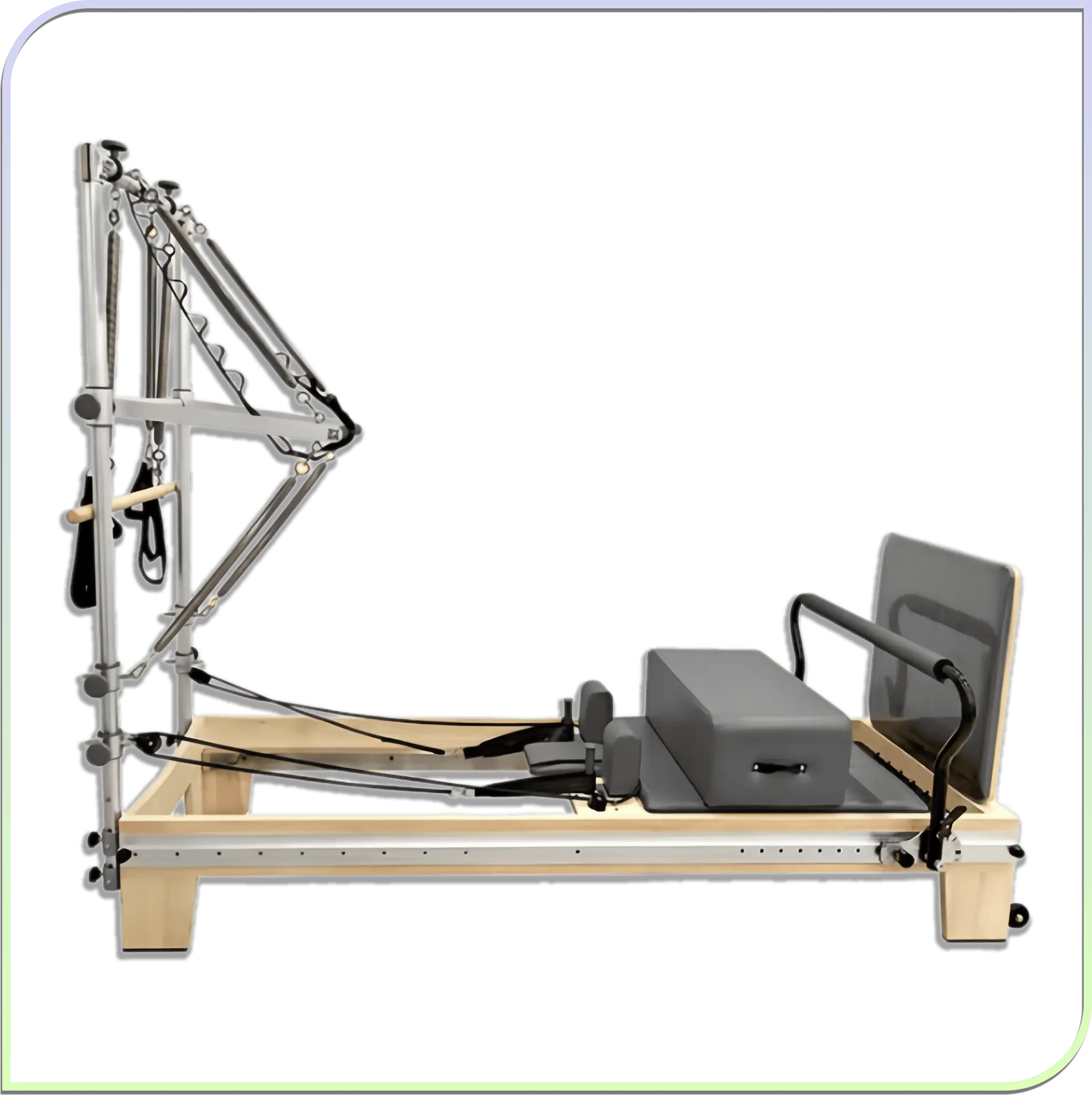 HUAVIGOR Maple Wood Pilates Reformer with Half Trapeze Adjustable Silent Gliding for Studio Home Yoga