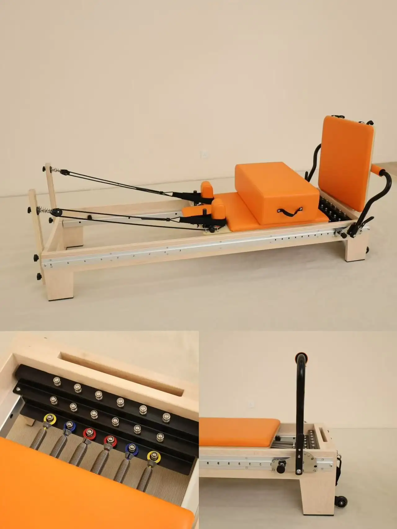 HUAVIGOR Full Track Adjustable Maple Wood Pilates Reformer - Core Training Bed for Home Gym & Studio, Improve Strength & Balance - Thumbnail 6